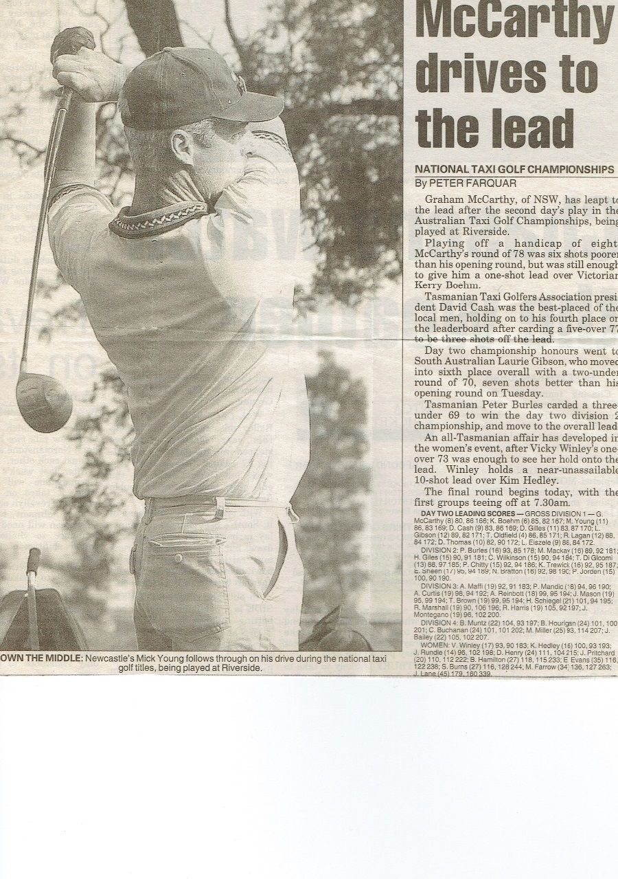 MEMORABILLA RECEIVED FROM WEST AUSTRALIA GRATEFULLY RECEIVED FROM TAJ SAWOWSKI. 2001 CHAMPIONSHIPS RIVERSIDE TASMANIA.